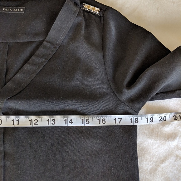 Zara Black V-Neck Blouse Studded Detail - Picture 8 of 8